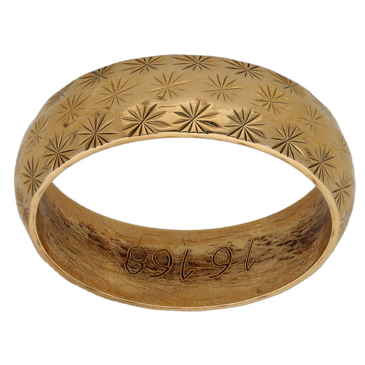 9ct Gold Patterned Wedding Ring Size L
