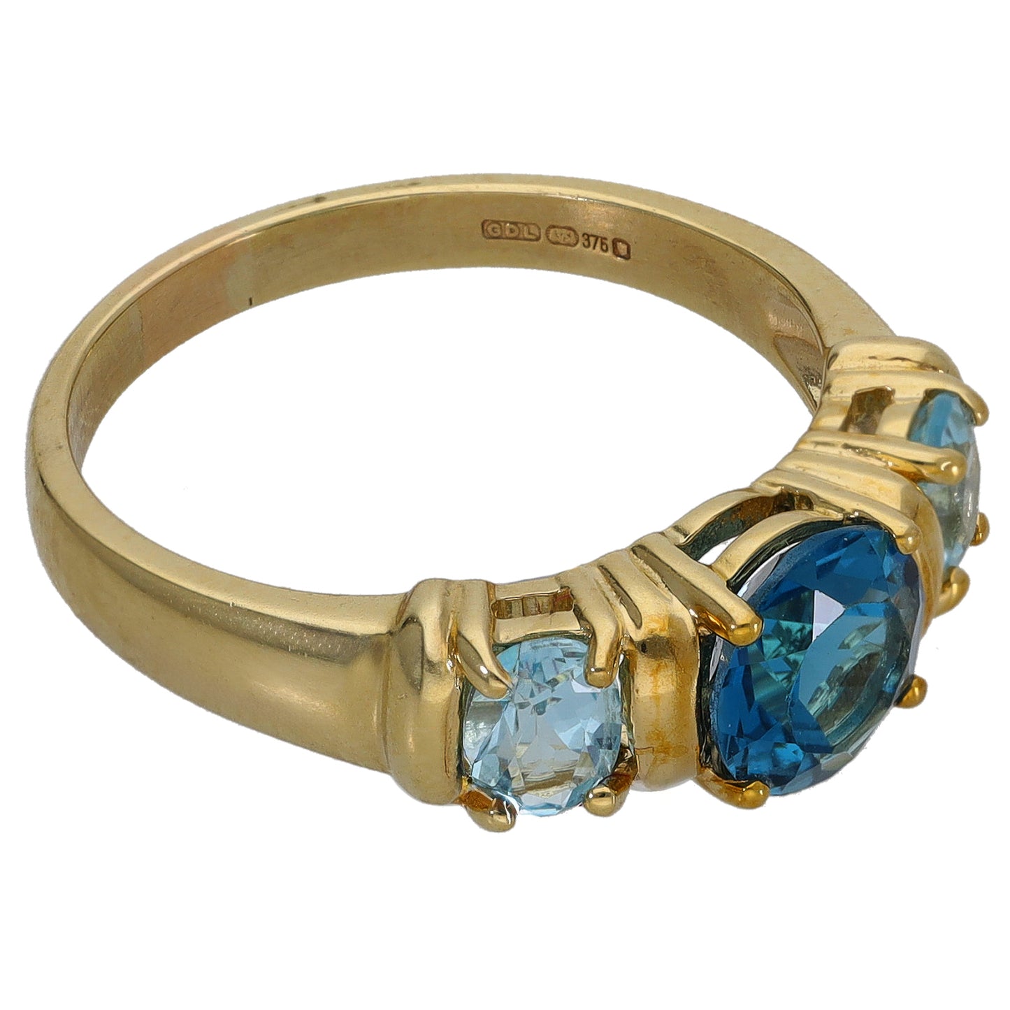 9ct Gold Topaz Trilogy Ring Size Q