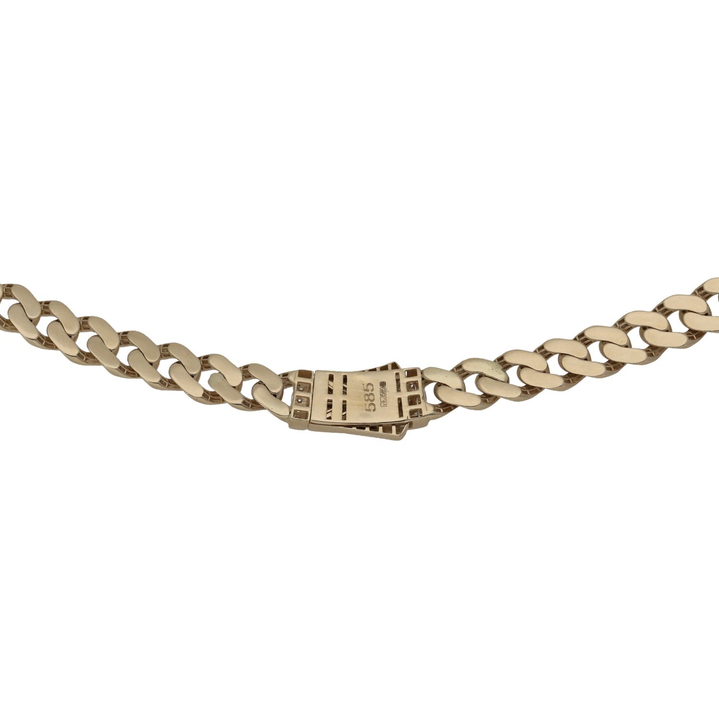 New 14ct Gold Greek Key Cubic Zirconia Cuban Chain 22"