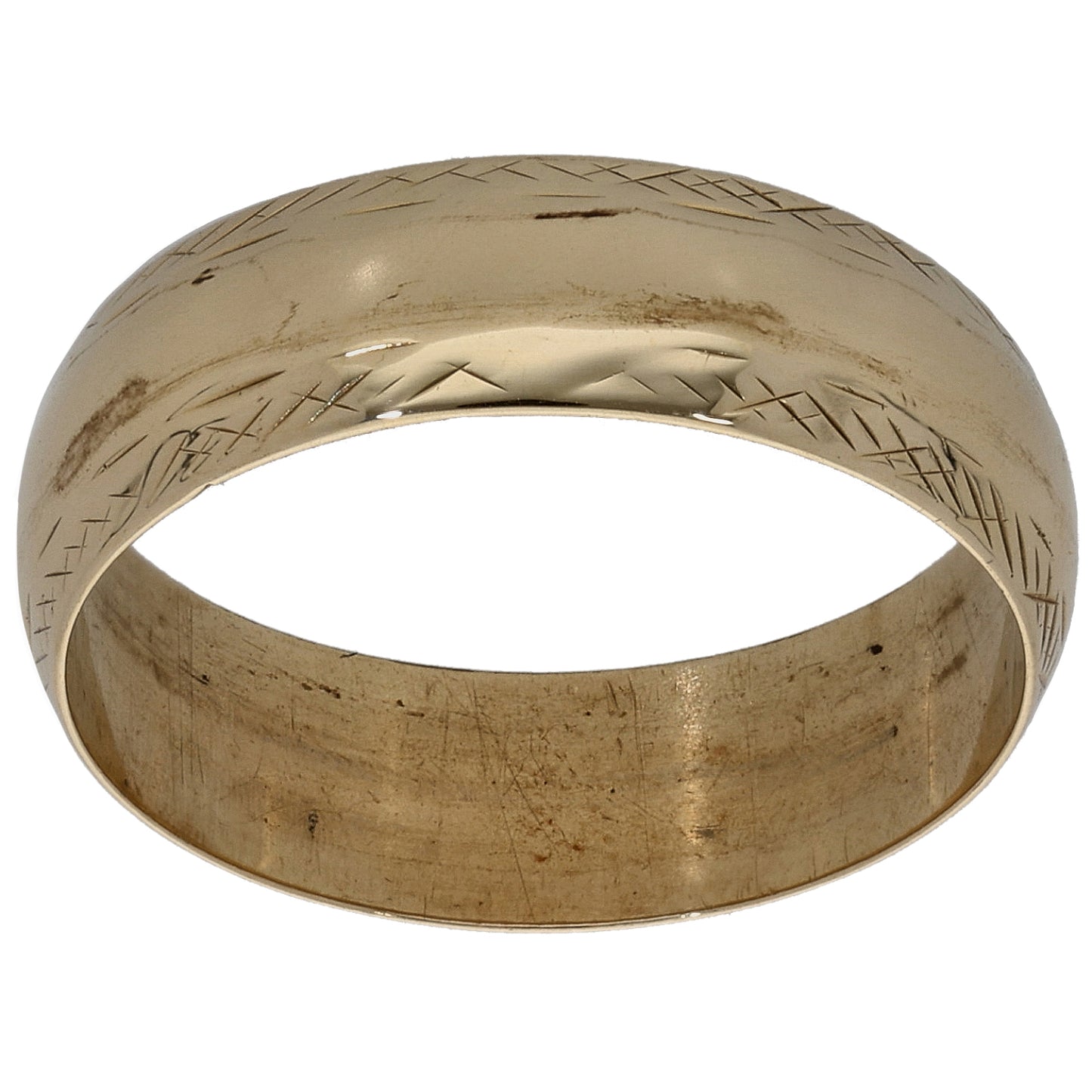 9ct Gold Patterned Wedding Ring Size N