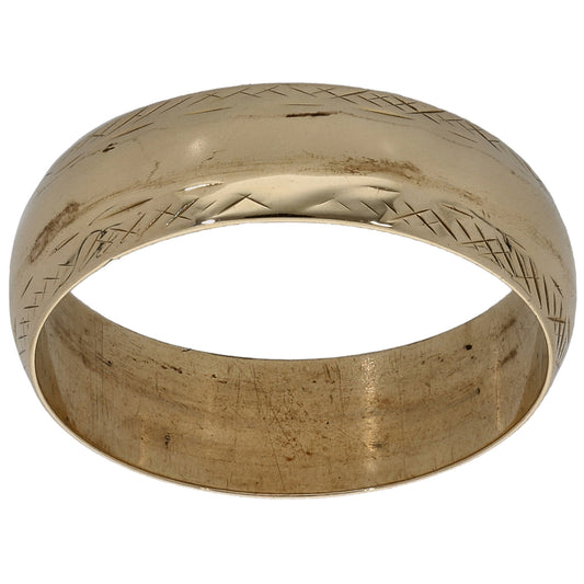 9ct Gold Patterned Wedding Ring Size N