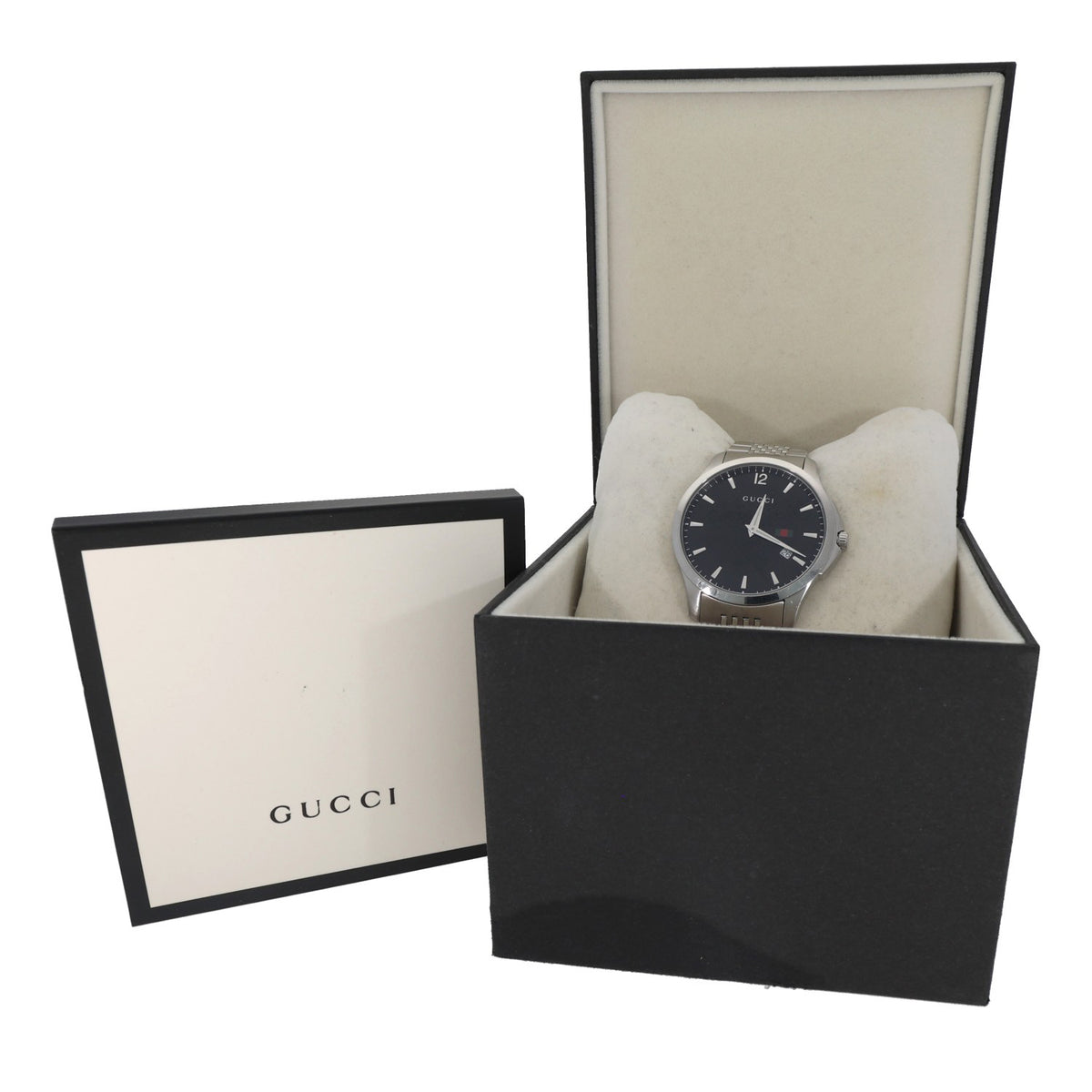 Gucci G-Timeless 126.3, black dial with small Gucci colour logo, with the Gucci box