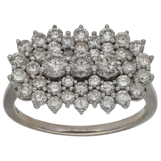 9ct White Gold 0.83ct Diamond Dress/Cocktail Ring Size S