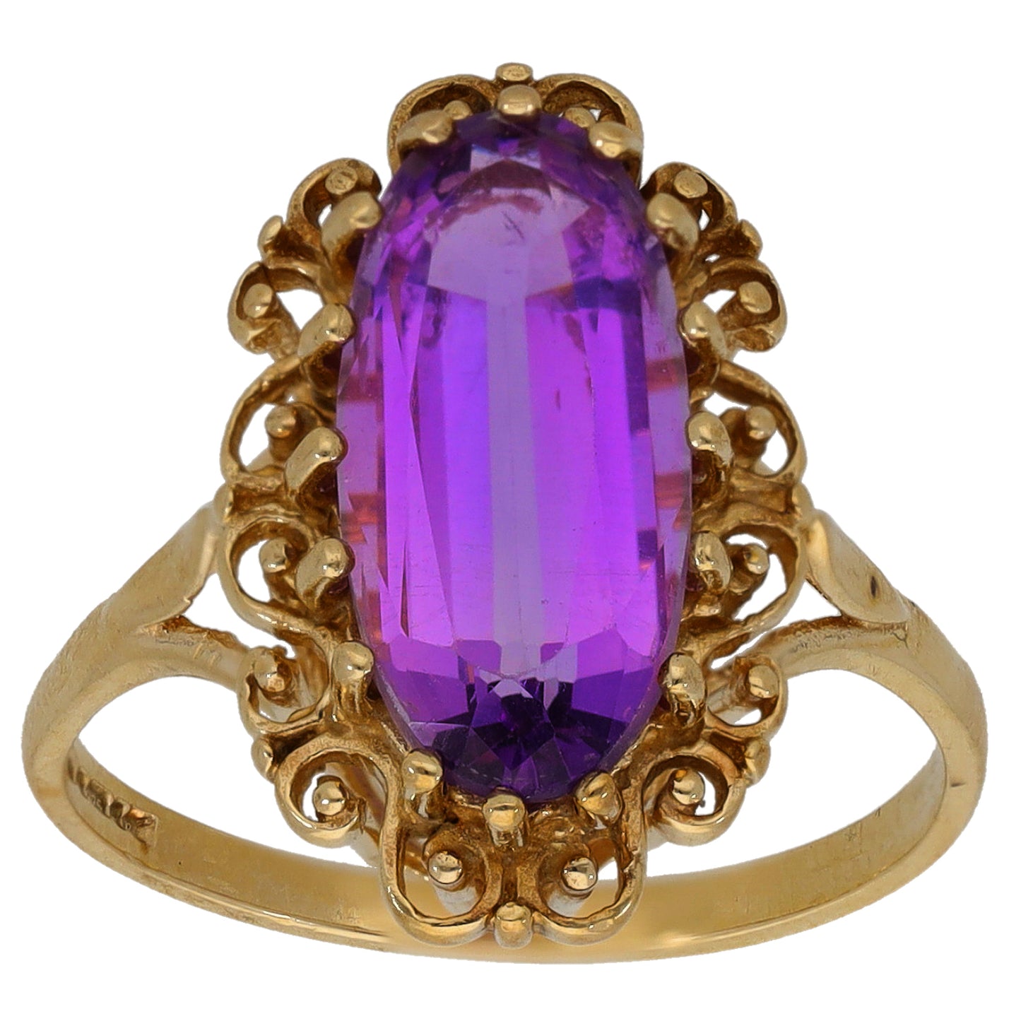 9ct Gold Amethyst Single Stone Ring Size P