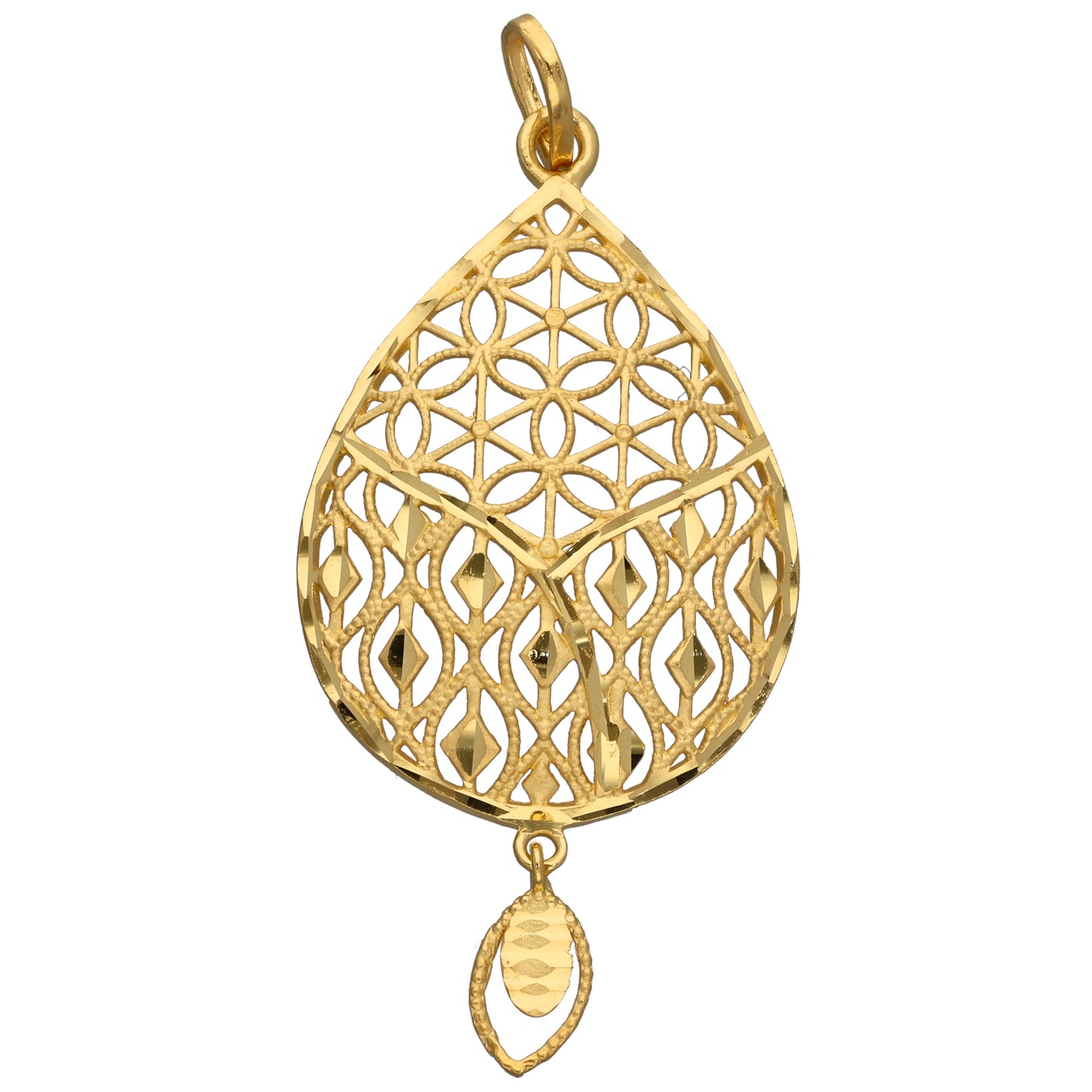 New 22ct Gold Teardrop Dangle Pendant