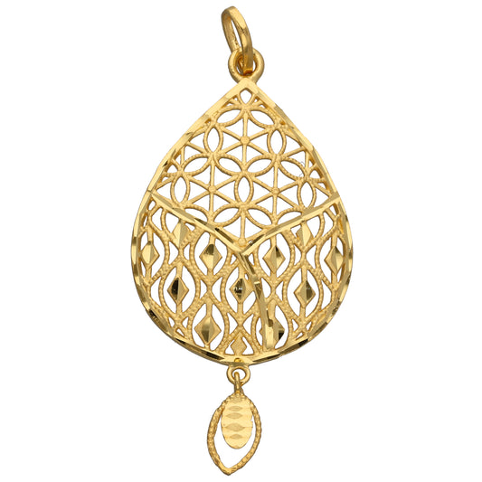 New 22ct Gold Teardrop Dangle Pendant