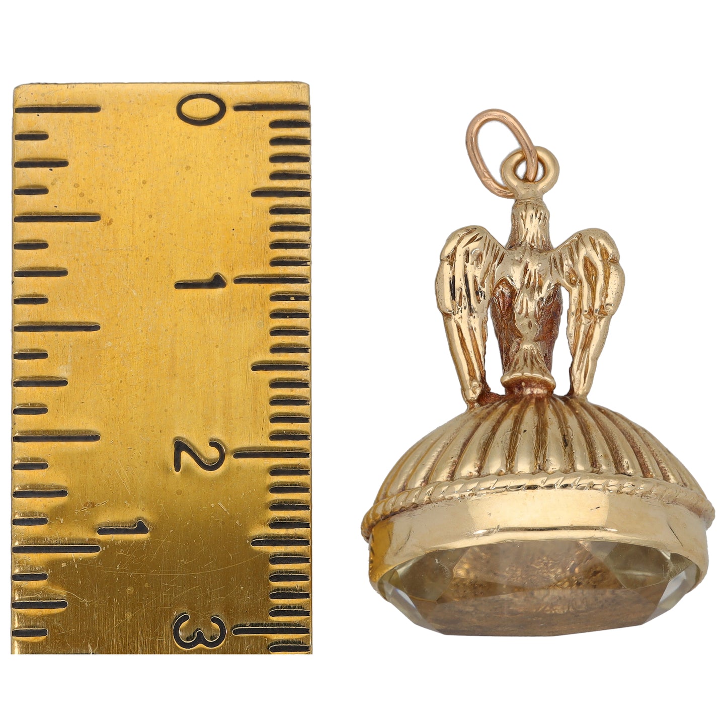 9ct Gold Quartz Fob Pendant
