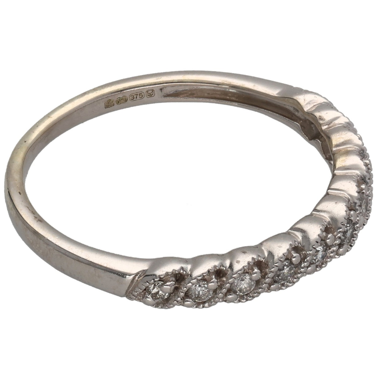 9ct White Gold 0.15ct Diamond Half Eternity Ring Size N