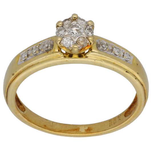 9ct Gold 0.15ct Diamond Dress/Cocktail Ring Size N 1/2