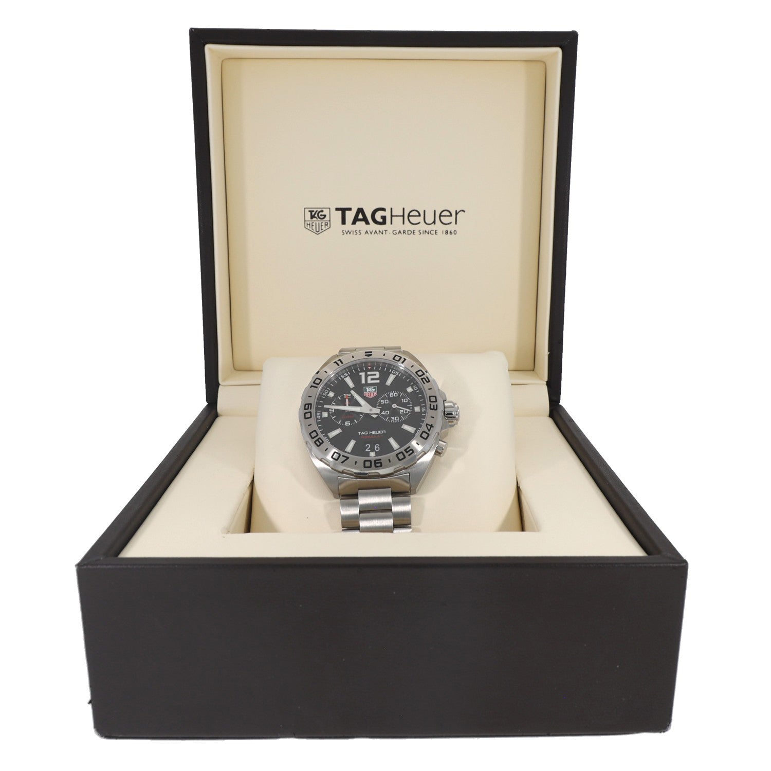 Tag Heuer Formula 1 WAZ111A, black dial with sub dials, stainless steel watch, box image