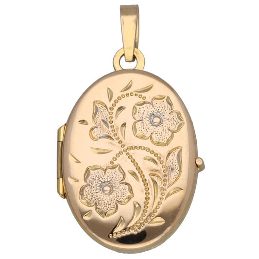 9ct Gold Patterned Locket Pendant