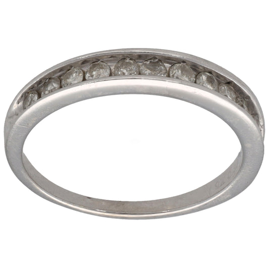 9ct White Gold 0.24ct Diamond Half Eternity Ring Size P