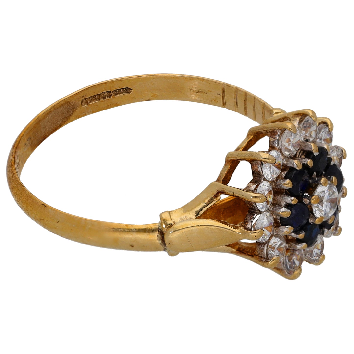9ct Gold Sapphire & Cubic Zirconia Dress/Cocktail Ring Size S