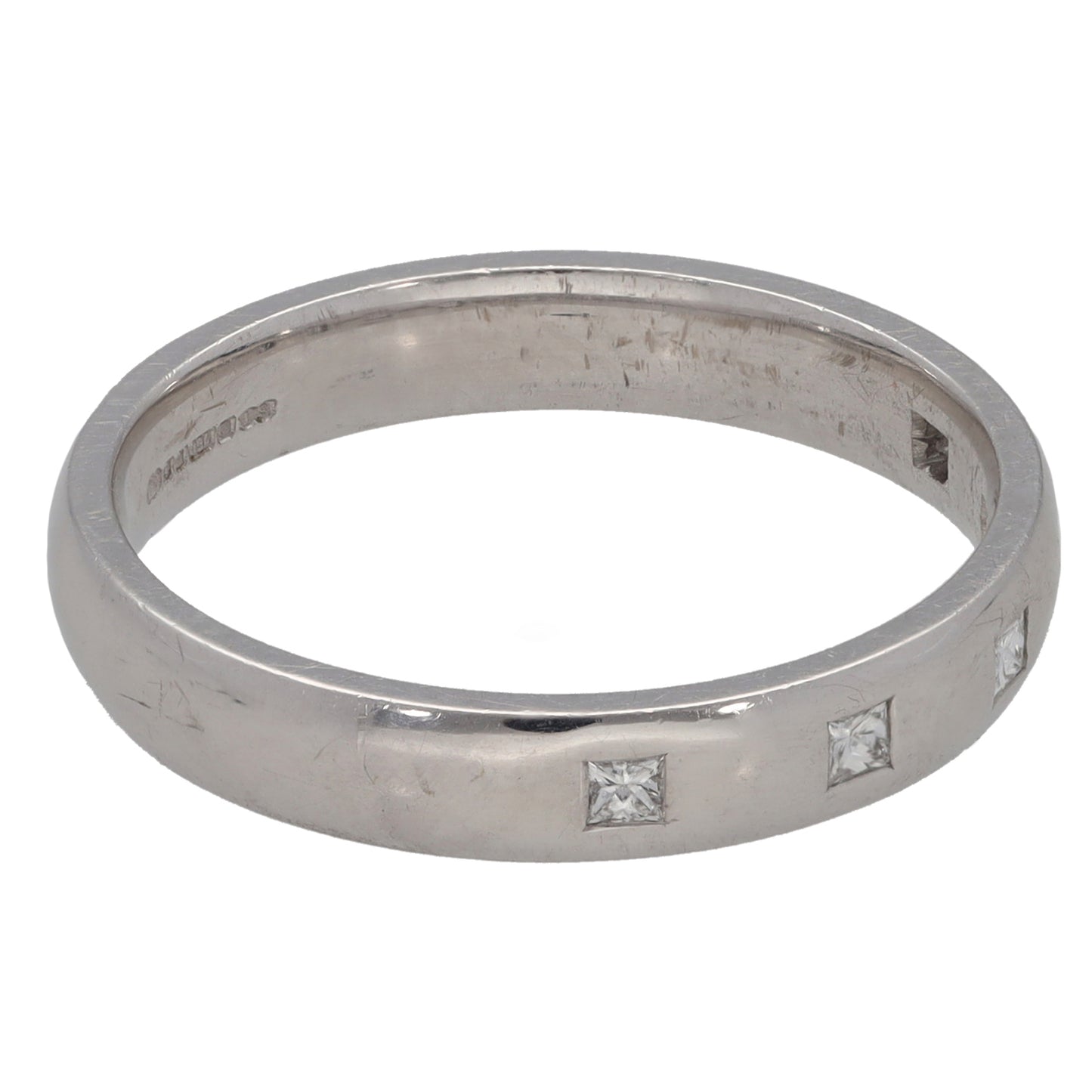 18ct White Gold 0.05ct Diamond Plain Wedding Ring Size O