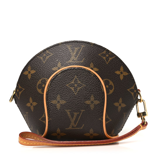 Louis Vuitton Monogram Mini Ellipse Wristlet Clutch Coated Canvas Bag - Brown