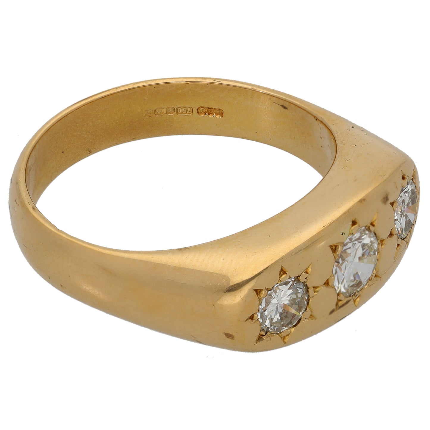 18ct Gold 0.95ct Diamond Trilogy Ring Size V