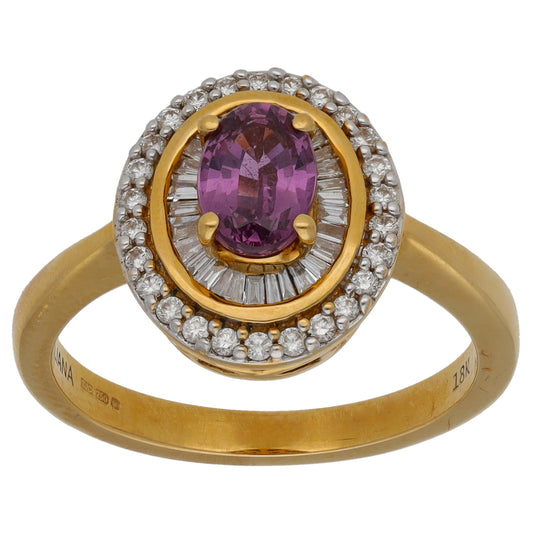 18ct Gold Sapphire & 0.53ct Diamond Dress/Cocktail Ring Size P