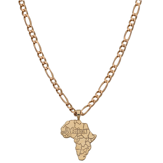 9ct Gold Africa Pendant With Chain