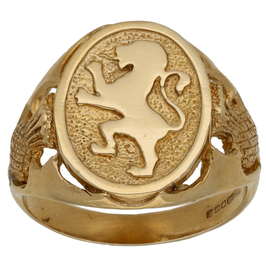 9ct Gold Crest/Emblem Signet Ring Size W