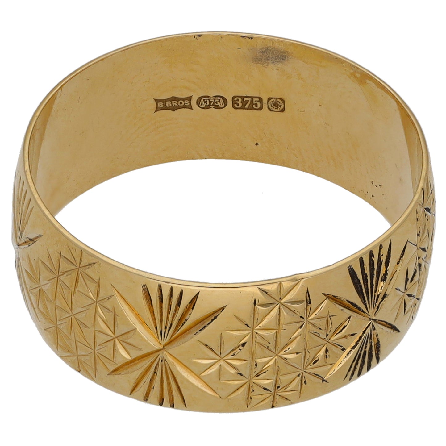 9ct Gold Patterned Wedding Ring Size O