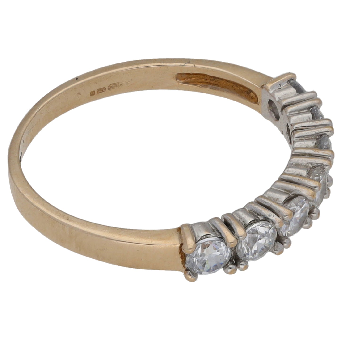 9ct Bicolour Gold Cubic Zirconia Half Eternity Ring Size L