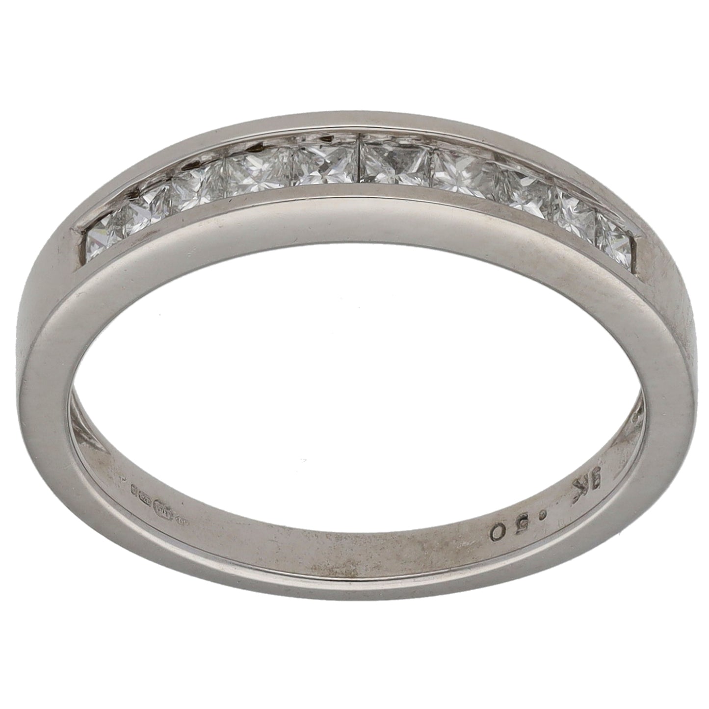 9ct White Gold 0.50ct Diamond Half Eternity Ring Size O