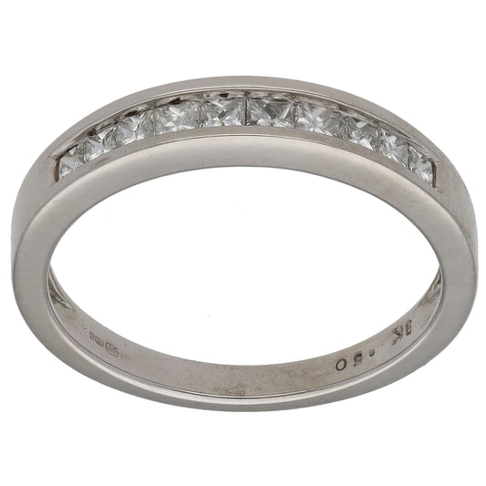 9ct White Gold 0.50ct Diamond Half Eternity Ring Size O