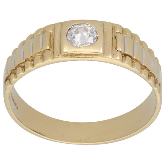 9ct Bicolour Gold Cubic Zirconia Alternative Ring Size S