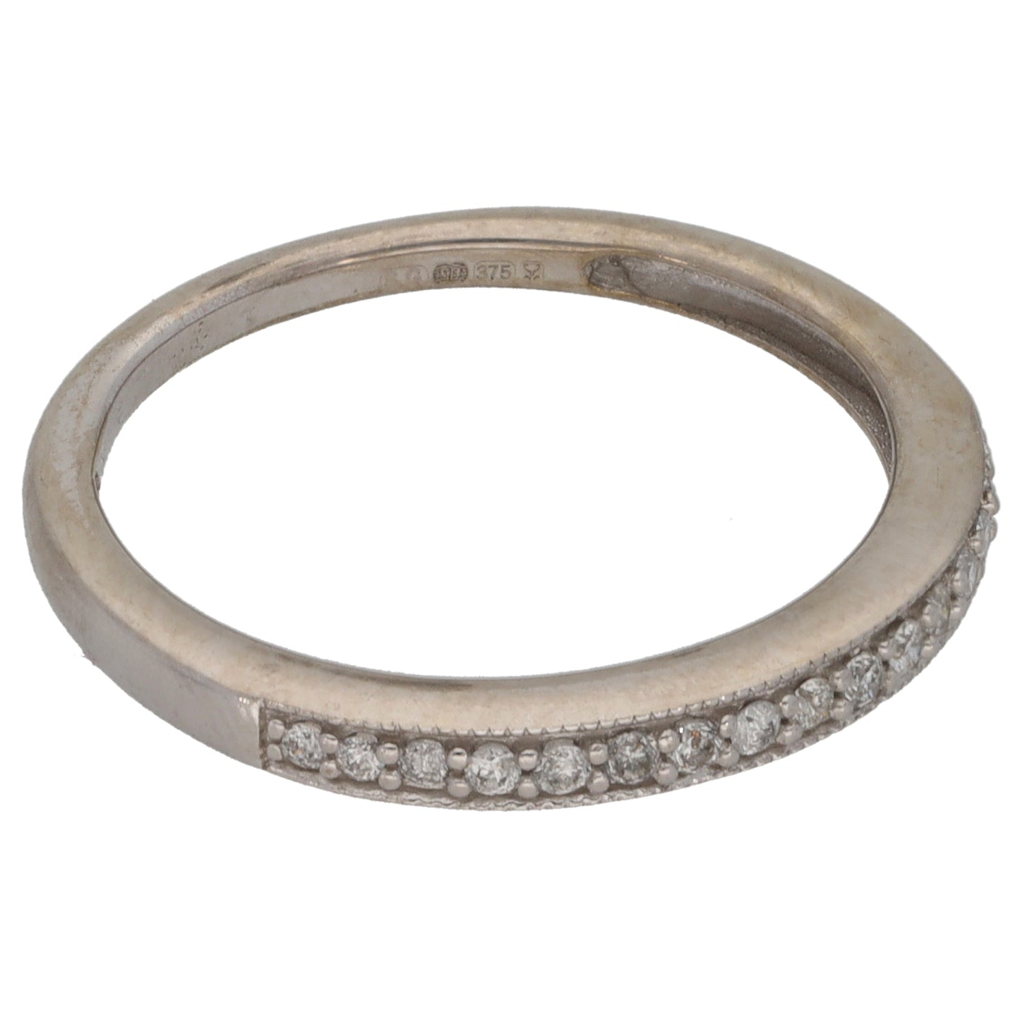 9ct White Gold 0.10ct Diamond Half Eternity Ring Size L