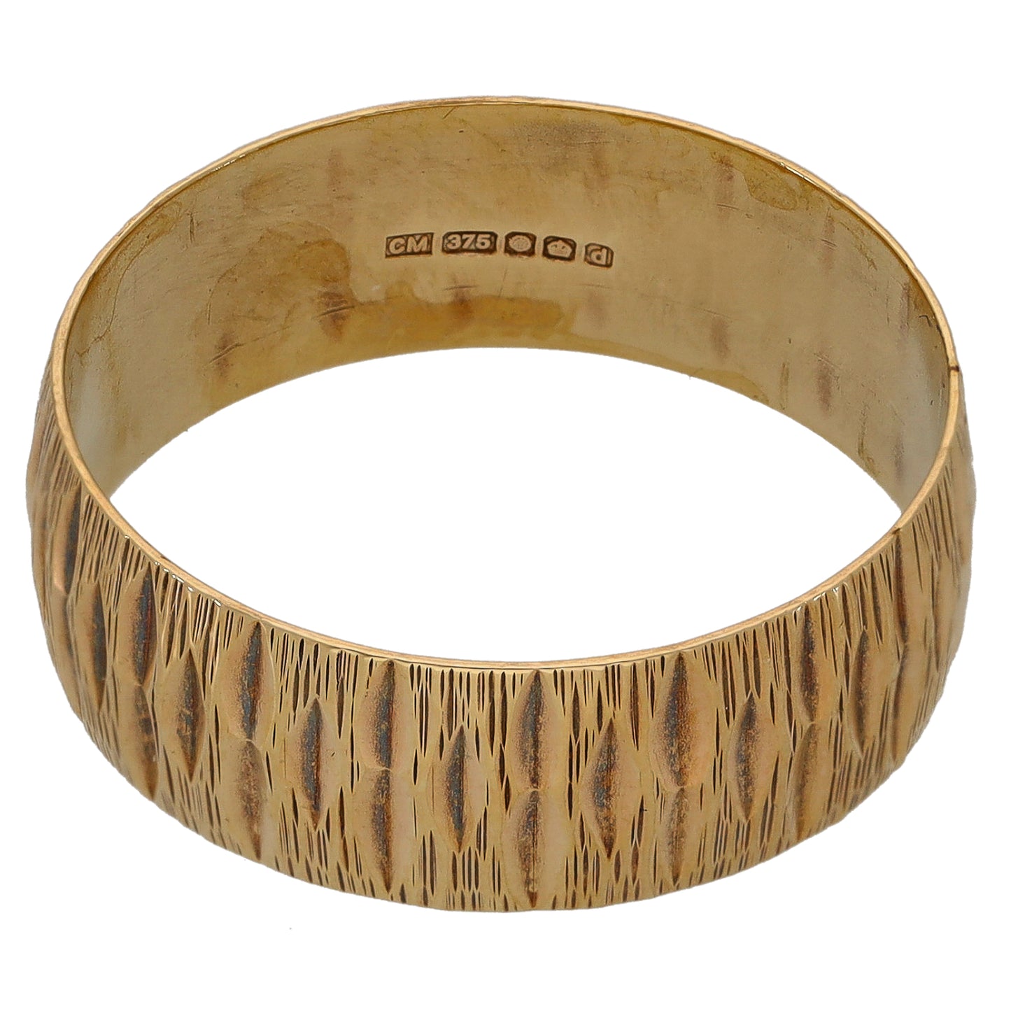 9ct Gold Patterned Wedding Ring Size W