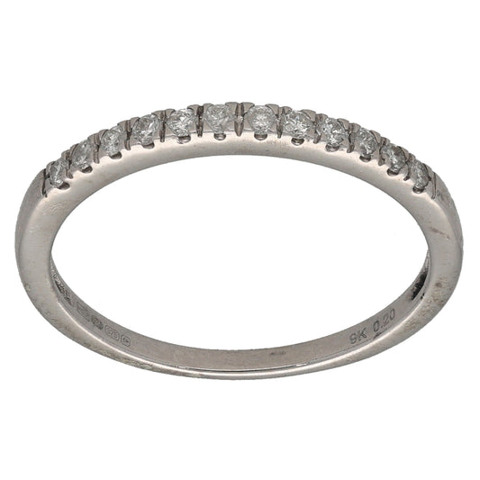 9ct White Gold 0.20ct Diamond Half Eternity Ring Size N