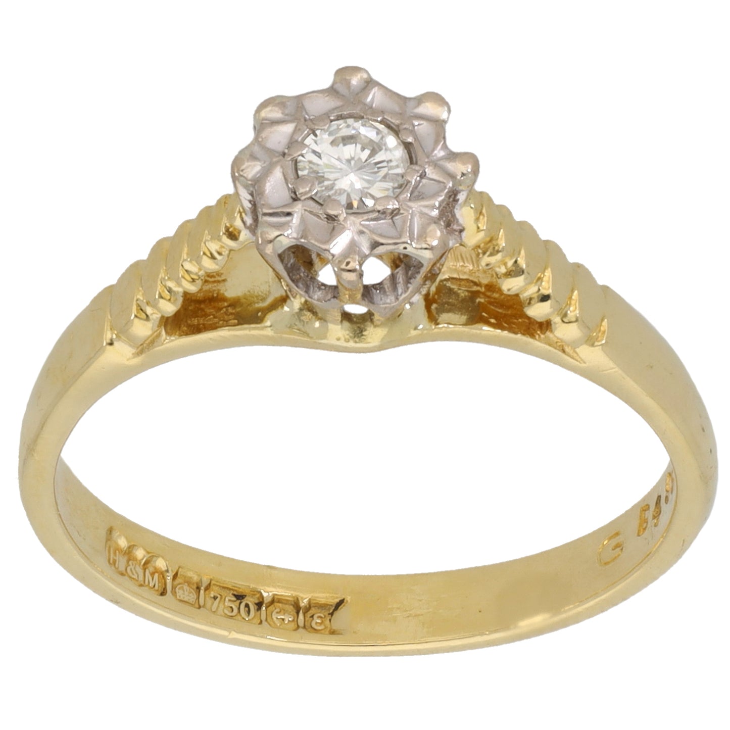 18ct Gold 0.10ct Diamond Solitaire Ring Size M