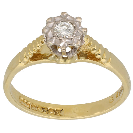 18ct Gold 0.10ct Diamond Solitaire Ring Size M