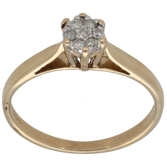 9ct Gold 0.01ct Diamond Cluster Ring Size M