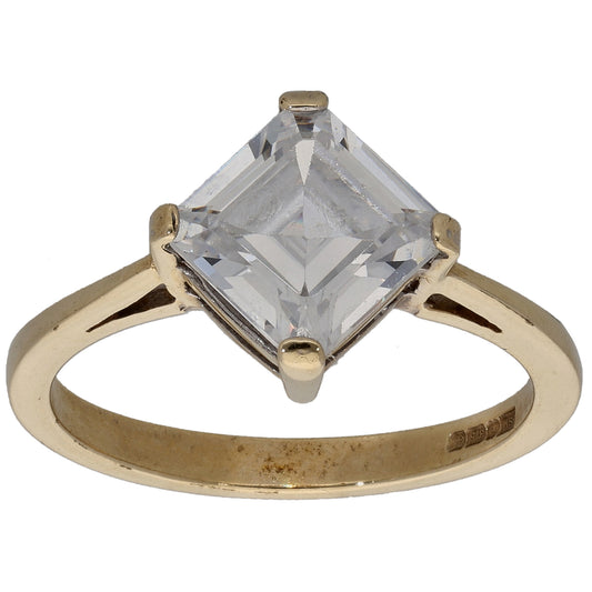 9ct Gold Cubic Zirconia Single Stone Ring Size Q