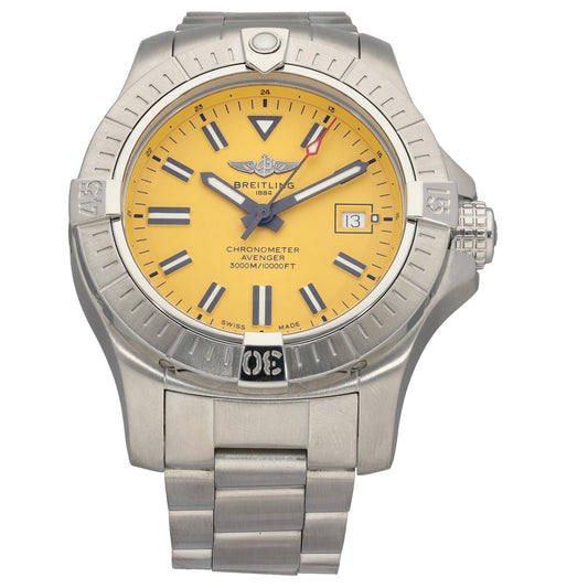 Breitling Avenger A17319 Stainless steel 45mm wristwatch with yellow dial and metal bracelet