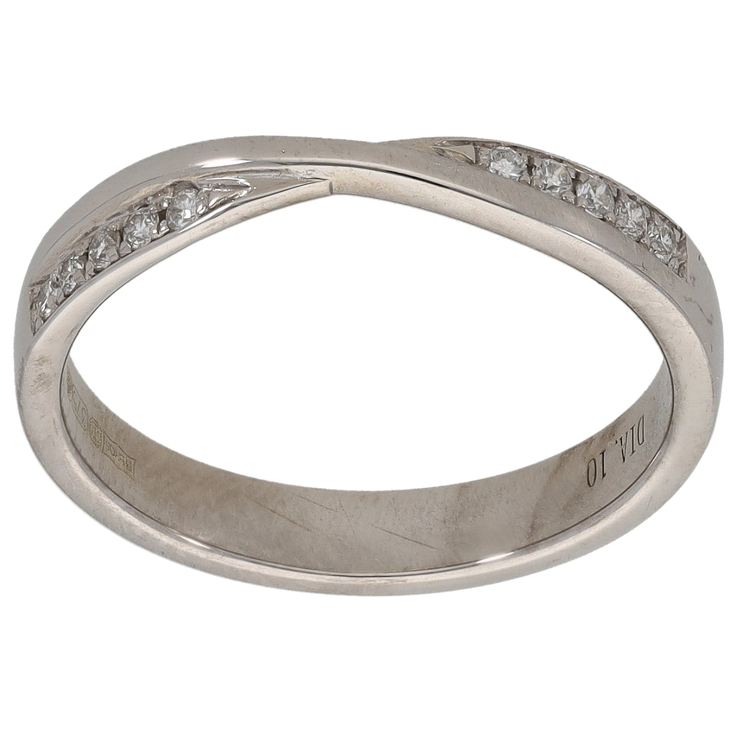 9ct White Gold 0.10ct Diamond Half Eternity Ring Size L