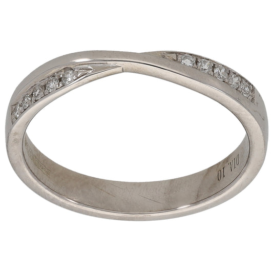 9ct White Gold 0.10ct Diamond Half Eternity Ring Size L