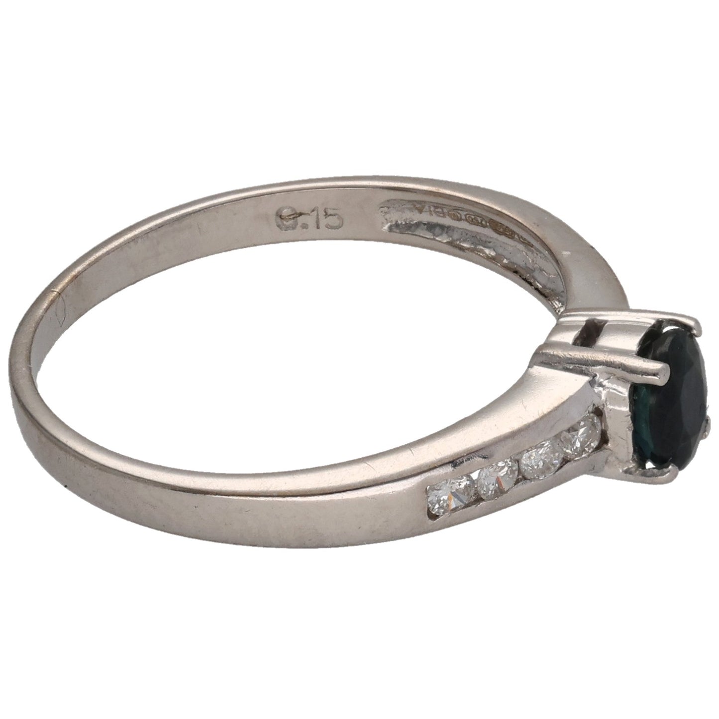 18ct White Gold 0.16ct Diamond Single Stone With Accents Ring Size N