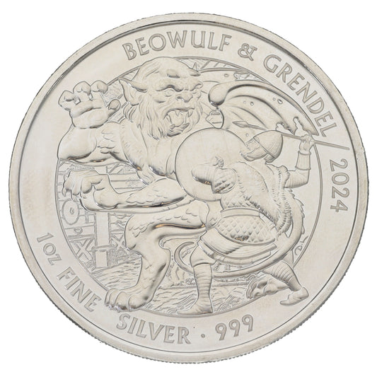 Fine Silver Beowulf & Grendel 1 OZ Coin 2024