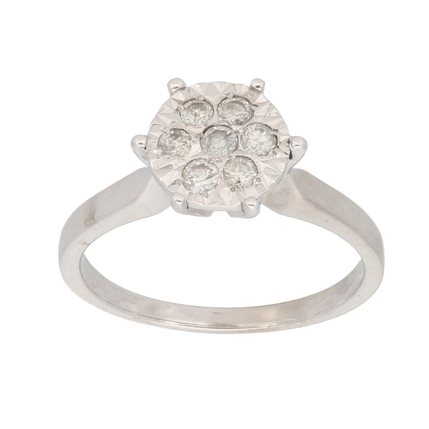 9ct White Gold Diamond Cluster Ring Size M