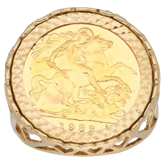 9ct Gold Coin Ring Size S