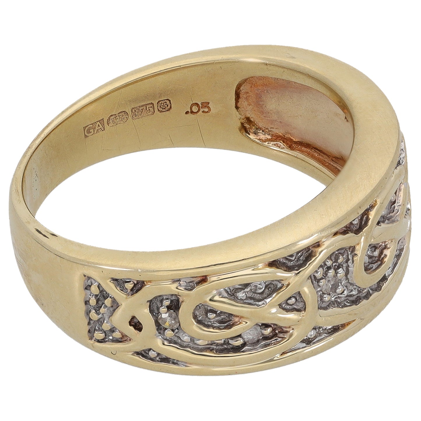 9ct Gold 0.05ct Diamond Alternative Ring Size Q