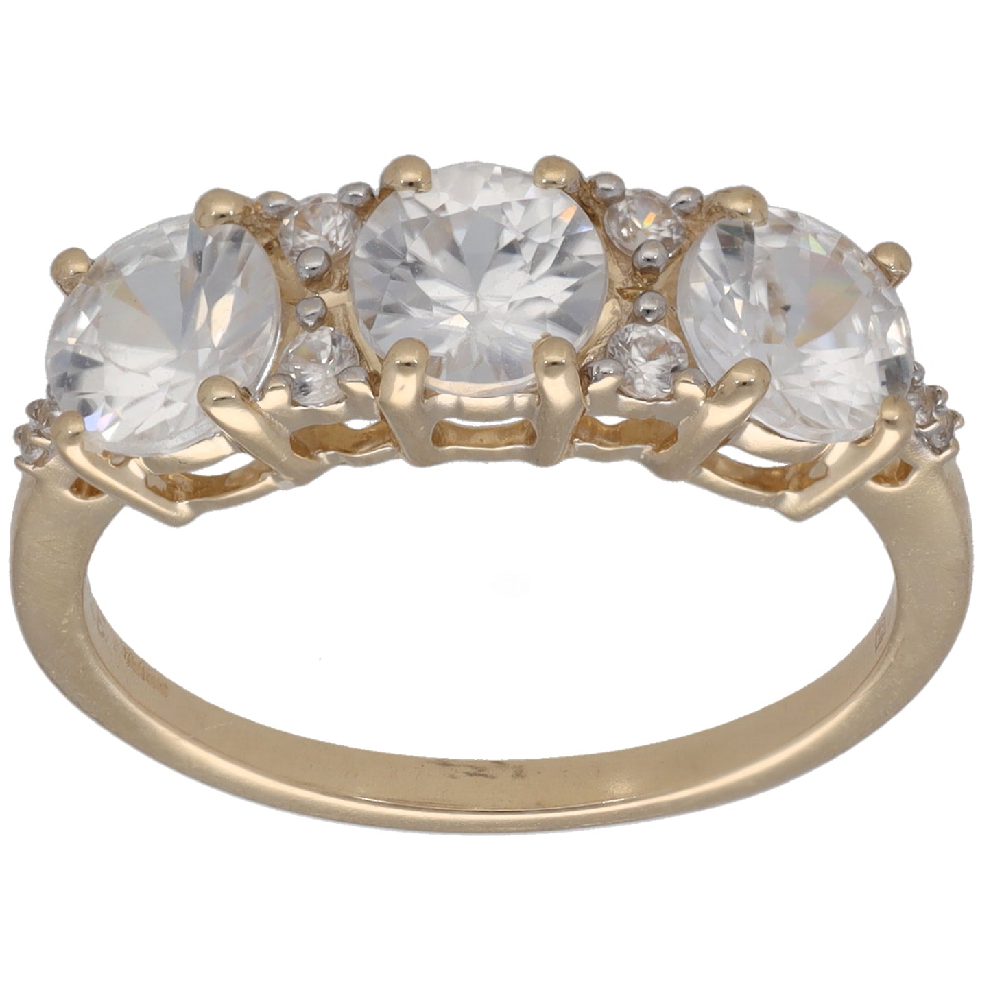 9ct Gold Zircon Dress/Cocktail Ring Size N
