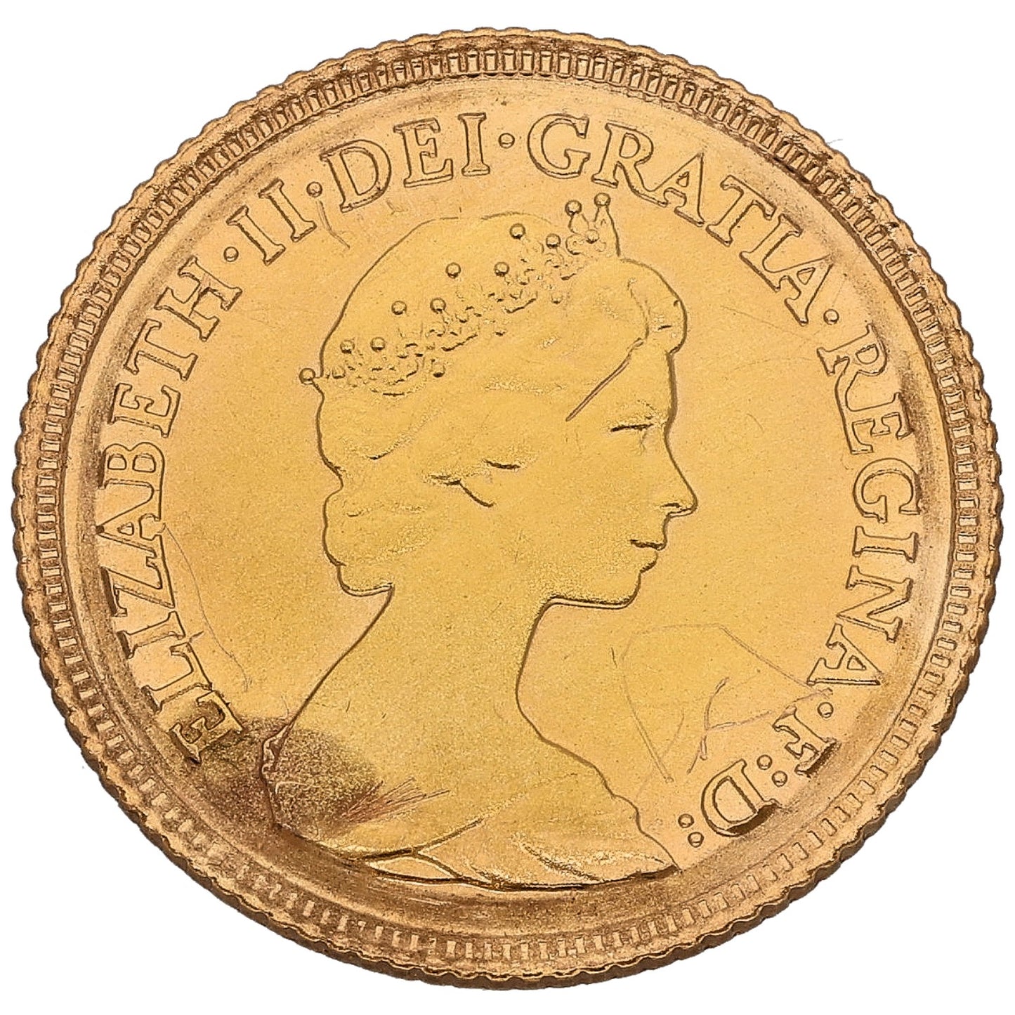 22ct Gold Queen Elizabeth II Half Sovereign Coin 1982