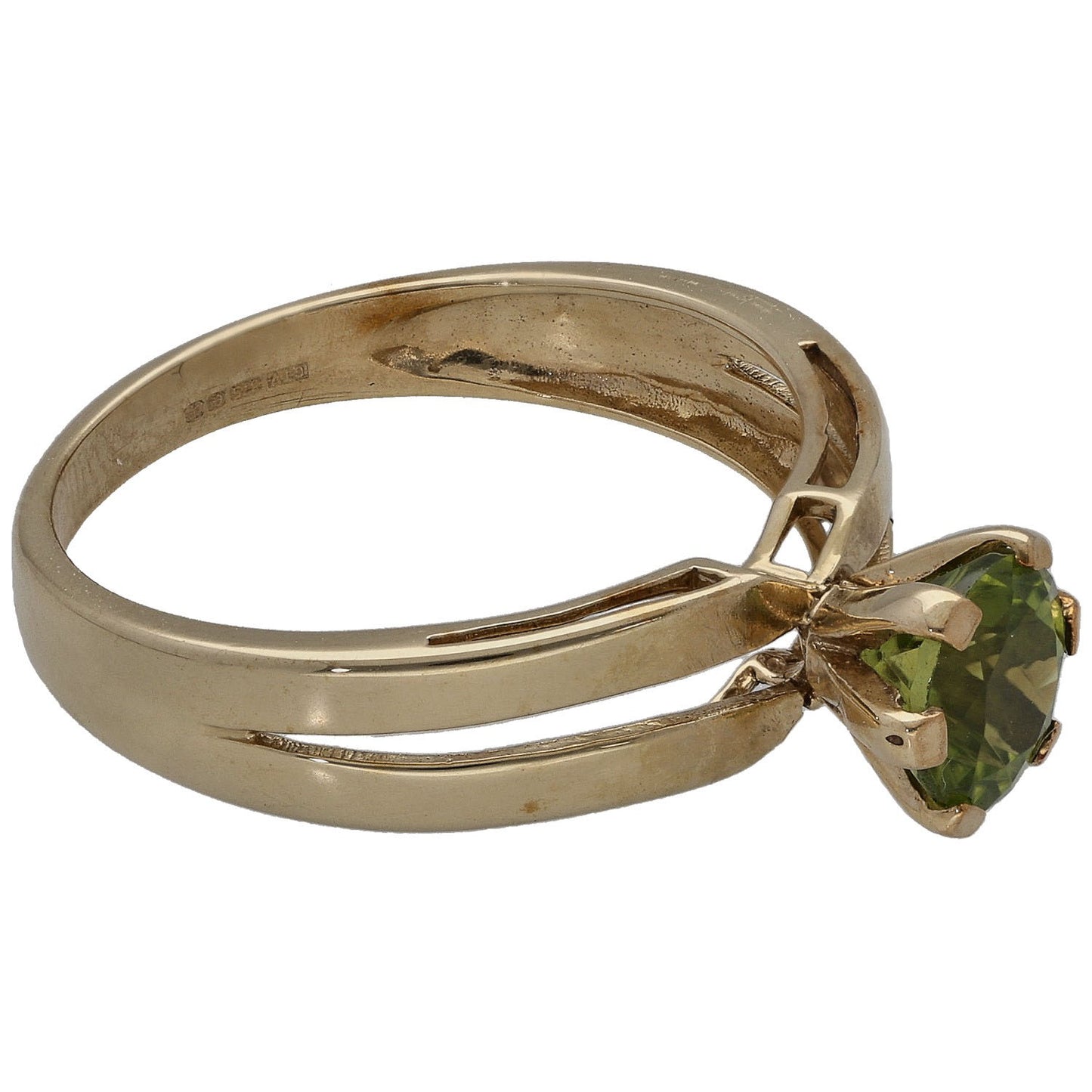 9ct Gold Peridot Single Stone Ring Size N