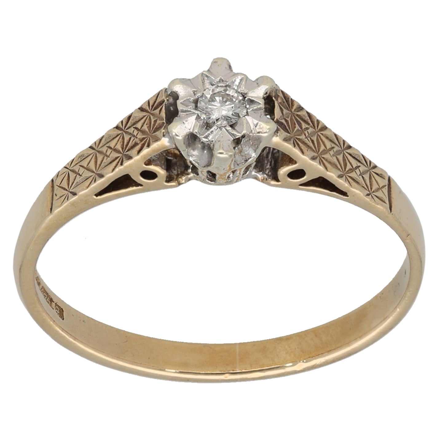 9ct Gold 0.05ct Diamond Solitaire Ring Size P