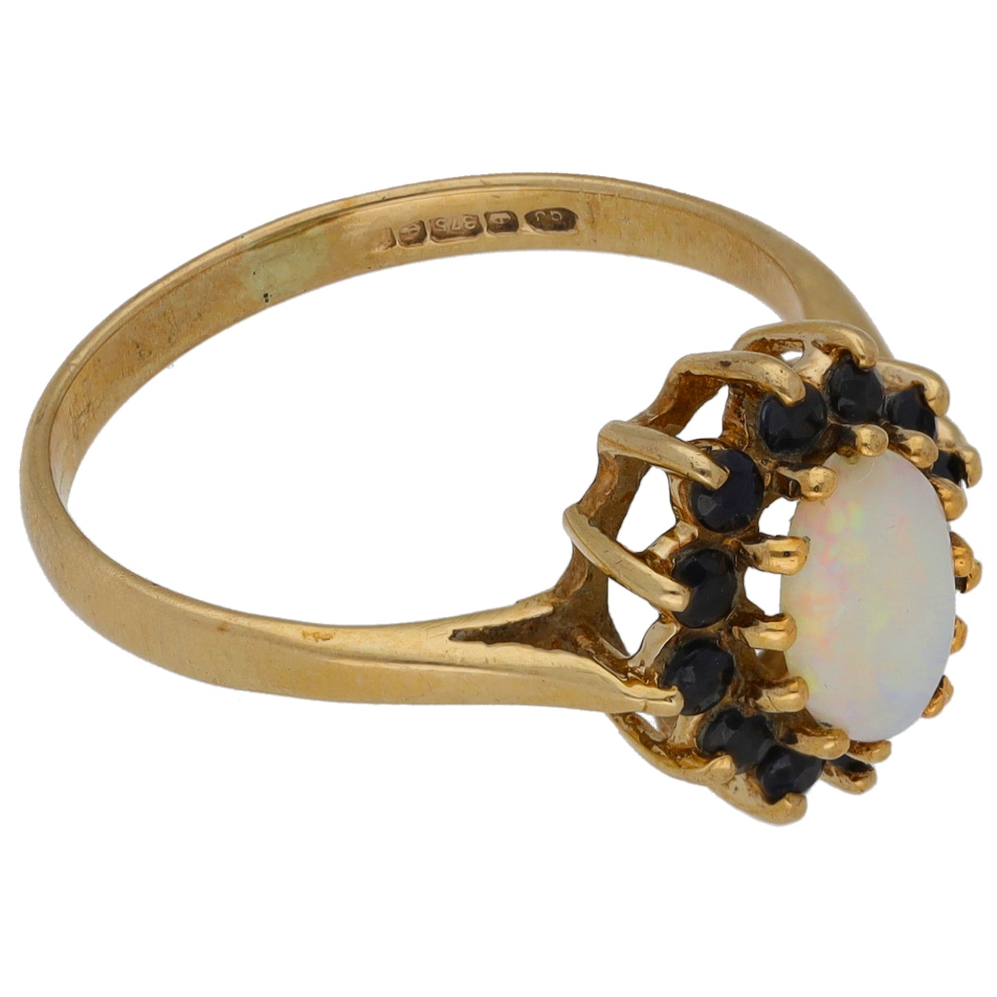 9ct Gold Opal & Sapphire Dress/Cocktail Ring Size L