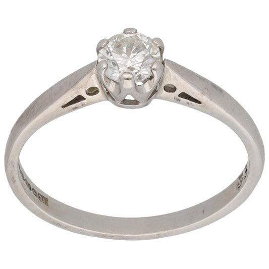 18ct White Gold 0.33ct Diamond Solitaire Ring Size L