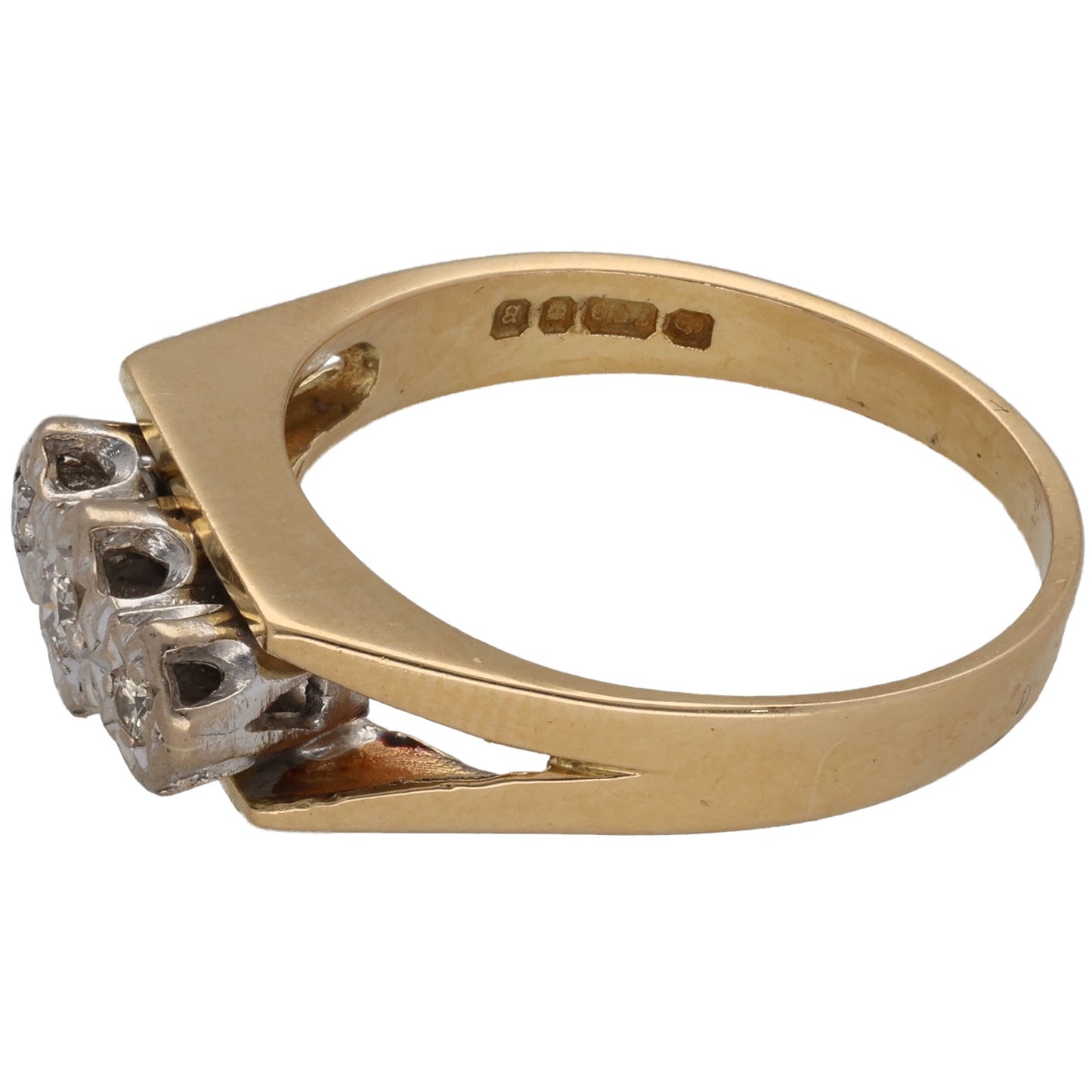 18ct Gold 0.09ct Diamond Trilogy Ring Size O